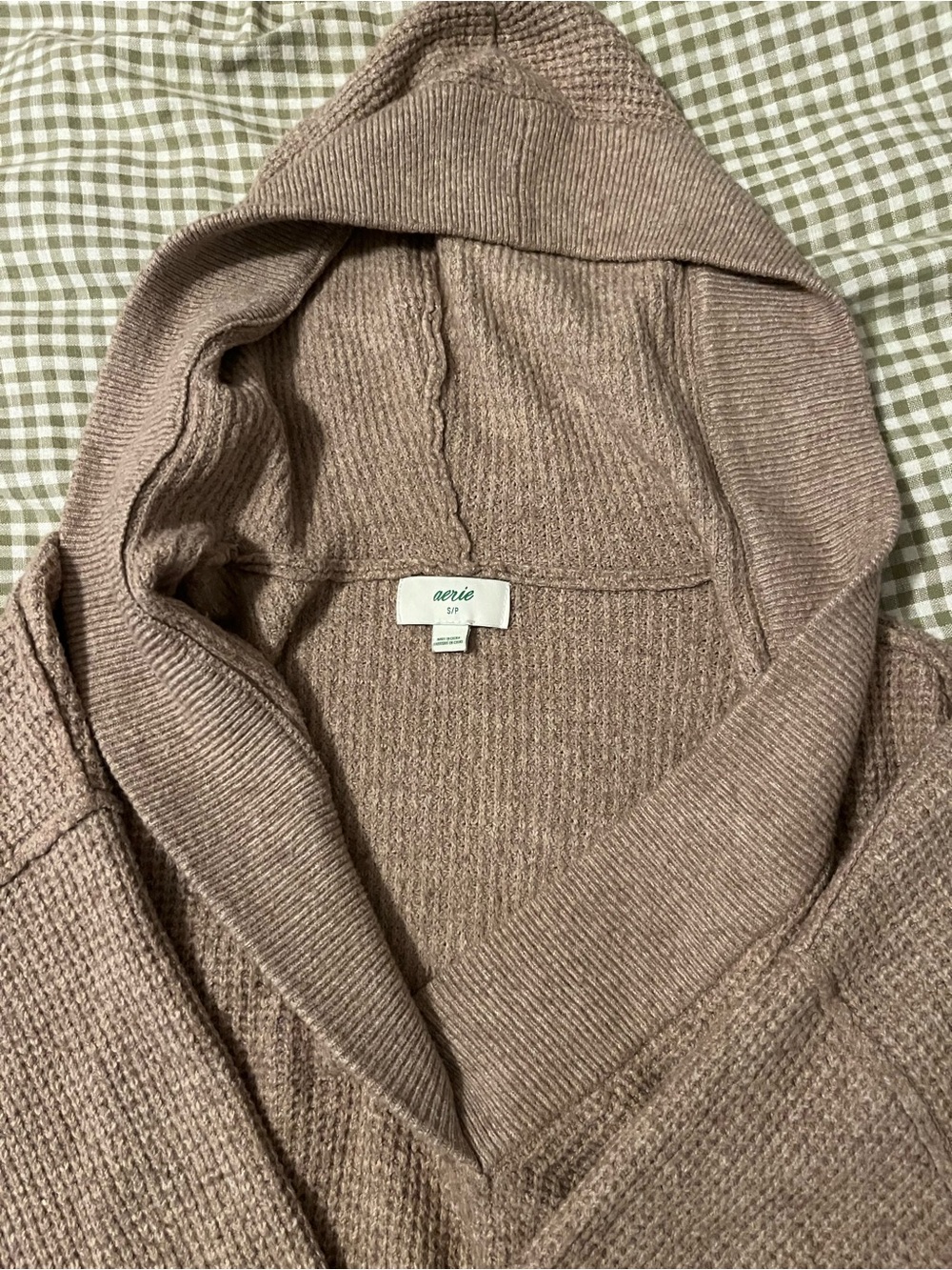 aerie Hooded Knit Pullover in tan-Taupe - Picture 2 of 5
